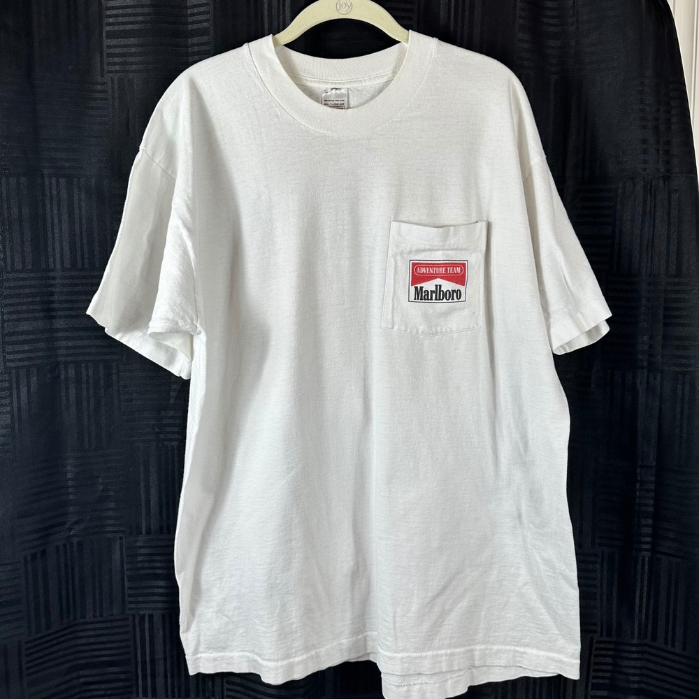 Vintage Marlboro Adventure Team‎ Graphic Tee White Single Stitch Adult One Size